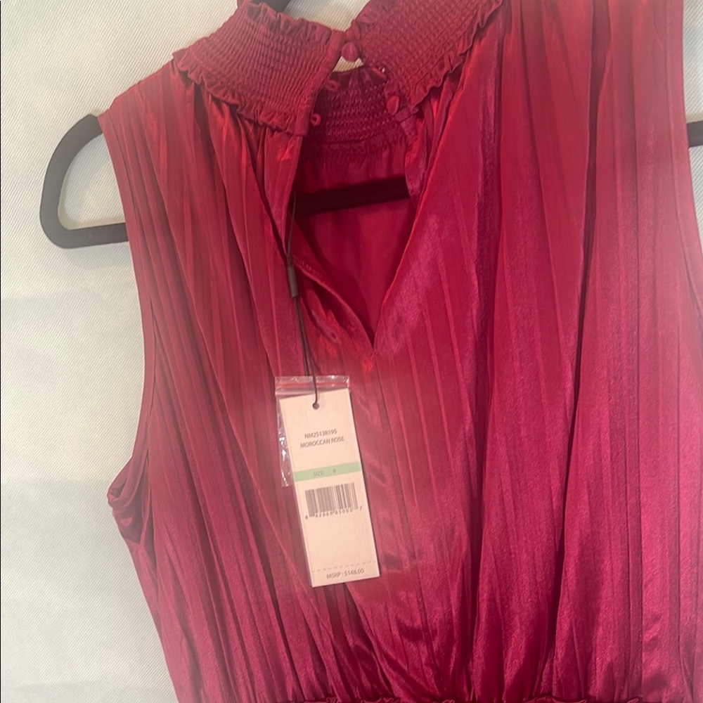 Nanette Lepore Red Pleated Ruched Sheath Dress - Picture 8 of 13